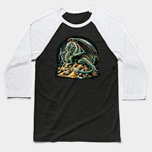 Dragon On Gold Pile Baseball T-Shirt